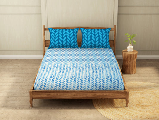 Blue/White 5 Piece 100% Cotton Bed And Bath Set - Evanna By Spaces