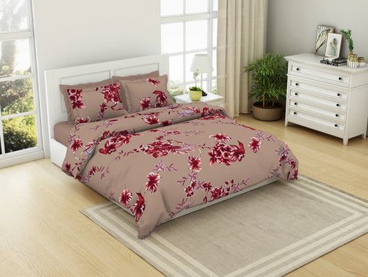 Red-Maroon Microfiber Double Bedsheet - Shimmer By Welspun