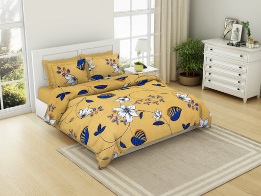Yellow Microfiber Double Bedsheet - Shimmer By Welspun