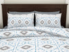 Geometric Navy Blue Viscose Cotton Double Bedsheet - Geostance By Spaces