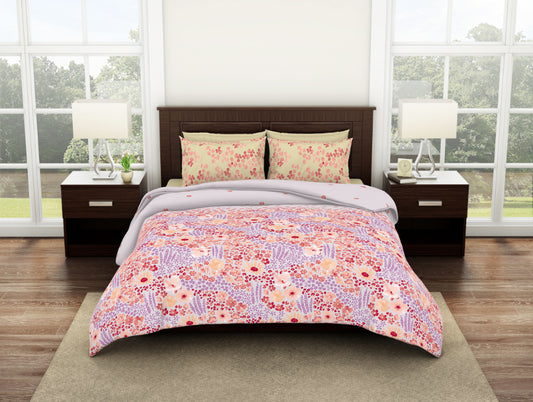 Floral Orchid Tint - Light Violet 100% Cotton Double Bedsheet - Bonica By Spaces