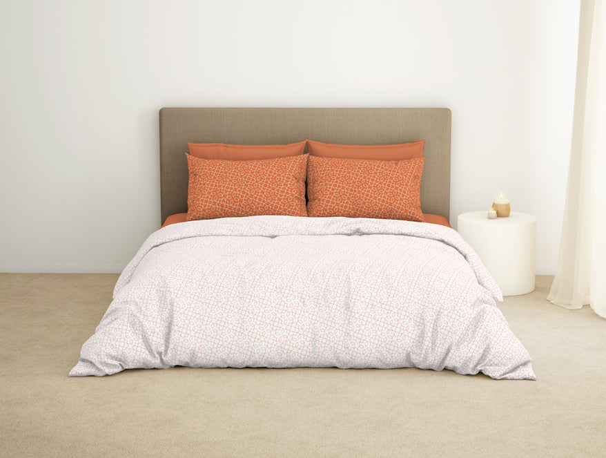 Floral Melon - Orange 100% Cotton Large Bedsheet - Maya By Spaces