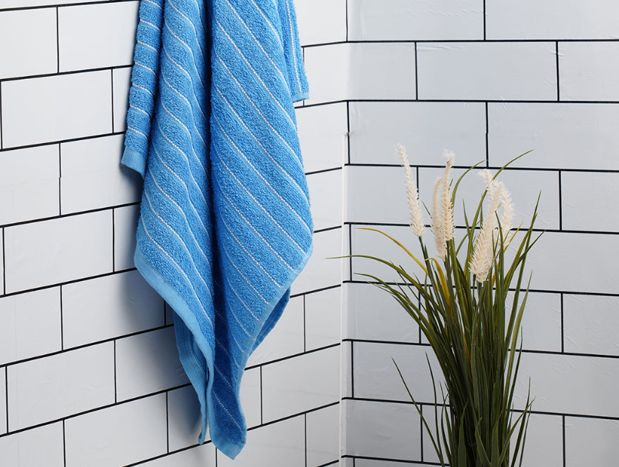 Royal Blue - Dark Blue 100% Cotton Bath Towel - 2-In-1 By Welspun
