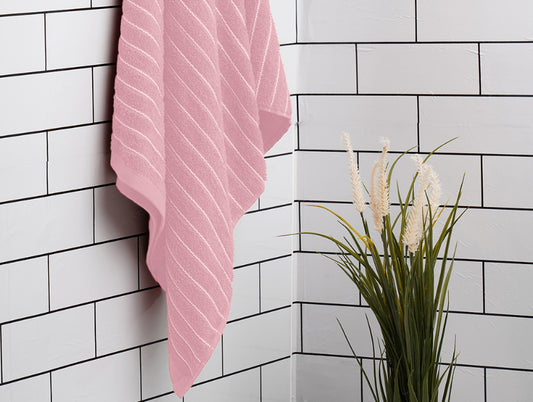 Parfait Pink - Blush 100% Cotton Bath Towel - 2-In-1 By Welspun